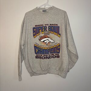 Vintage 90s LOGO 7 Gray Crewneck Sweater Denver Broncos